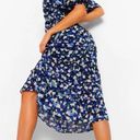 Boohoo  Floral Chiffon Puff Sleeve Midi Dress Size 4 Photo 14