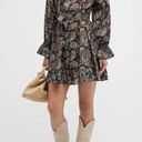 Cleobella  Carolyn Mini Dress Womens S Black Brown Paisley Ruffle Boho Organic Photo 0