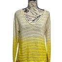 Michael Stars  Open Knit Vneck Pullover Ombré Sweater 2 Yellow White Beachy Photo 0