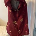 Blu Pepper 🌸 Burgundy floral top, flowy sleeves, relaxed, good for summer, flowers L large Photo 2