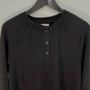 Thread and Supply  Womens Henley Shirt Top Long Sleeve 3 Button Stretch Black Small Photo 2