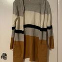 Ultra Flirt  Womens Open Front Hoodie Cardigan Sweater Size M Striped Brown Gray Photo 0