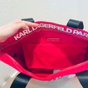 Karl Lagerfeld Paris Double Strap Canvas Arch Of Triumph Red Tote Bag/OS/NWT Photo 7