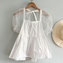 Tuckernuck   | Pomander Place | Tinsley Top | White Organza Puff Sleeve | Sz XS Photo 2