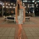 Silver sequin mini dress Photo 3