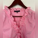 Tommy Hilfiger  Pink White Ruffle Gingham Button Up Blouse Women’s Size XL Plaid Photo 1
