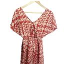 Lush Clothing Lush Dress Women's Small Red Tan Geometric Tie Back Cut Out Short Sleeve A-line Photo 1