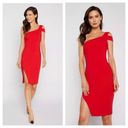 Likely NWT  Packard Dress Size 0 Red One Shoulder Knee Length Cocktail Photo 7