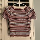 Divided  ribbed striped short sleeve sweater Photo 3