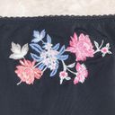 Topshop Black and Pink  Floral Embroidered String Bikini Bottoms Photo 9