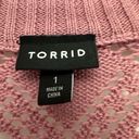 Torrid  Pointelle Pullover V-Neck Sweater Size 1 1X Foxglove Pink Open Knit Photo 3