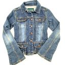 Parker Bitten Sarah Jessica  Womens XS Crop Flare Cuff Denim Trucker Jacket Photo 5