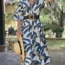 H&M DESMOND & DEMPSEY  Banana Leaf Print Linen-Blend Kaftan size small Photo 3