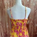 Jessica Simpson Yellow Ruffle Trim Pink Floral Print Maxi Dress Photo 9