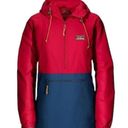 L.L.Bean  Anorak Jacket Red & Blue Size Medium Petite Photo 0