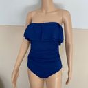 La Blanca Navy Ruffle Bandeau strapless one piece swimsuit Photo 3