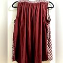 Loft sleeveless burgundy blouse with design. Medium Photo 2