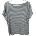 Woolrich  Striped Tee S Oversized Lettuce Hem Crepe Plisse Boat Neck Short Sleeve Photo 0