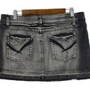 No Boundaries VTG Y2K  Micro Mini Skirt Size 13 Denim Gray Black Studded Grunge Photo 2