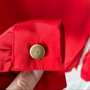 Vibrant Vintage  Red w/ Gold Button Shoulder Blouse size medium petite MP Photo 4