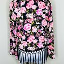 Romeo + Juliet Couture Peasant Top MEDIUM Floral Fringe Wide Sleeve Pink Black Photo 1