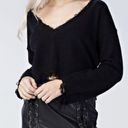 Wild Honey NEW  Dylan women's black V neck sweater w/distressed hems S oversized Photo 0