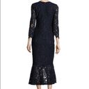 Alexis  Nadege Navy Crochet Lace 3/4-Sleeve V-Neck Midi Mermaid Dress Small Party Photo 12