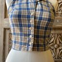 Arizona Jean Company Arizona Blue Tan Plaid Button Up Halter Top Size Small Photo 2