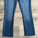 Banana Republic Mid-Rise Cropped Flare Jeans Mid-Blue Frayed Hem Size 26 Stretch Photo 3