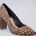 White House | Black Market Brown Animal Leopard Print Pony Hair Point Toe Block Mary Jane Heel Pump Shoes 6 Photo 0