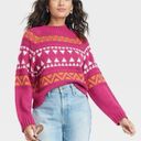 Universal Threads Universal Thread NWT Pink Fair Isle Mock Turtleneck Pullover Sweater Small Photo 1