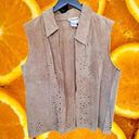 Coldwater Creek  Leather Vest with Decorative Holes Size Medium Photo 0