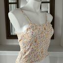 Hippie Rose Shirred Smock Tank Top Floral Cropped Length Ivory Multi Size S NWT Photo 1