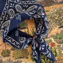 Vintage Blue  Western Paisley Cotton Square Neck Tie Bandana Photo 0