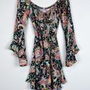 Luli Fama  Gypsy Off Shoulder Bell Sleeve Boho Paisley Floral Dress Size Small Photo 2