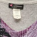 Houndstooth Love Delirious Womens Medium VNeck  Roses Print Y2K Purple Top Blouse Photo 1