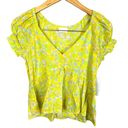 Abound NWT  Micro Floral Swing Casual Top Yellow Cap Sleeve Size XS Photo 0