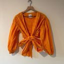 Wyatt ACLER  Puff Sleeve Wrap Blouse Top in Orange. Size 2 Photo 4