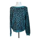 BCBGMAXAZRIA  Womens Sweater Green Black Leopard Print Long Sleeve Pullover L Photo 5