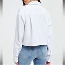 Good American  White Distressed Cropped Oxford Button-Down Shirt Photo 3