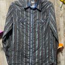 Wrangler  Rock 47 Grey Stripe Metallic Western Pearl Snap Shirt Photo 0