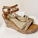 Unisa  Tan and Gold Braided Wedge Cork Heels Photo 0