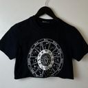 Zodiac  Signs T Shirt Womens Black Small S Crop Top Raw Hem Constellation Cotton Photo 7