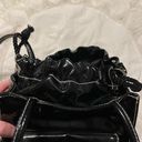 Moda  Attiva Black Faux Patent Leather Style Purse Drawstring Closure Photo 3