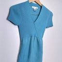 August Silk  Shirt Womens V Neck Ribbed Silk Blend Blue Size Small Photo 2