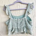 J.O.A. Embroidery crop top light aqua green medium Photo 5