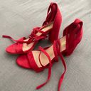 Allegra K Red Lace-Up Heels Photo 0