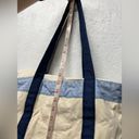 Vineyard Vines  canvas tote zipper closure blue cream medium Photo 1