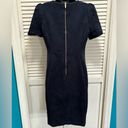 Calvin Klein Short Sleeve Faux Suede Sheath Dress Sz 10 Navy Back Zip Photo 4