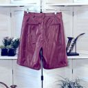 Bermuda Vintage Y2K burgundy oxblood vegan leather pleated high rise  shorts sz S Photo 1